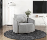 Modern Sleek Design Swivel Chair Cushion Seat Soft Gray Chenille Upholstered Plush Back Pillow B011P256605