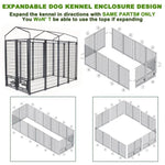 ZUN Outdoor Dog Kennel 8' x 6' x 4' with Waterproof Canopy Roof Heavy Duty Metal Dog Cage with Rotating 83189841