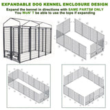 ZUN Outdoor Dog Kennel 8' x 6' x 4' with Waterproof Canopy Roof Heavy Duty Metal Dog Cage with Rotating 83189841