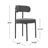 Grey Boucle Dining Chairs Set of 2,Mid-Century Modern Curved Backrest Chair,Round Upholstered W2533P170094