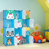 ZUN 4-Layer 12-Grid 2-Hanging Rod Magic Cube Wardrobe, Plastic + Steel Wire Material with Animal 30978440