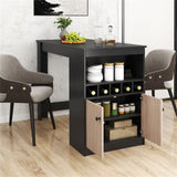 48 inch black kitchen bar table with storage cabinet and wine rack 54512743