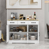 Farmhouse Buffet Cabinet Storage Sideboard with 3 Drawers and 3 Doors for Dining Living Room Kitchen W282138084