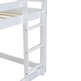Twin over Twin Rubber Wood Floor Bunk Bed, with ladder,Guardrails,House-Shaped-Bunk Bed,White W504P206864