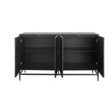 Accent Black Lacquered 4 Door Wooden Cabinet Sideboard Buffet Server Cabinet Storage Cabinet, for W1435133315