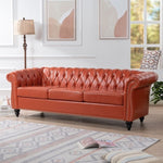 ZUN 84.65" Rolled Arm Chesterfield 3 Seater Sofa W68056682