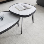 ZUN Modern coffee table,black metal frame with sintered stone tabletop 49889563