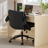 Cross Legged with Flip-Up Armrests Leather, Cross Legged Office on Wheels, Comfy Swivel 94377216