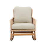 Contemporary Minimalist Beige Wicker Rocking Chair with Soft Polyester Cushions and Durable Wooden N767P229004N