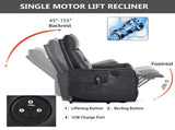 Deep Grey PU Single Motor Power Lift Recliner Chair with Massage and Heat for Elderly, Heavy Duty W1803P536617
