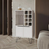 White Bar Cabinet with Glass Rack and Wine Storage B062P230644