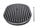 12" Oval Fully Finned Black AluminumElement Suit 4 Barrel Carbs Air Cleaner Fits for SBC Classic 81079775