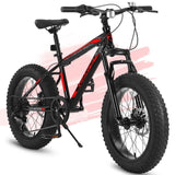 ZUN S20109 Kids' Bike 20 Inch Wheels Fat Tire Bike, 4" Wide Fat Tire Snow Mountain Bike Ages 8-12 Year W2563P156283