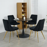 Modern simple velvet dining black chair home bedroom stool back dressing chair student desk chair W210115306