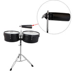 ZUN Percussion 13" & 14" Timbales Drum Set with Stand and Cowbell Black 80488868