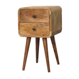 Artisan Furniture Solid Wood Mini Oak-ish Curved nightstand B182P280774