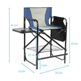 26" Tall Directors Chair with Footrest, 4Portable Bar Height Folding Camping Chair with Built-in Cup 58235426