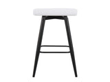 Contemporary Fixed-Height Bar Stool in Black Steel and White Faux Leather - Set of 2 B202P222131
