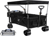 Collapsible Wagon Heavy Duty Folding Wagon Cart with Removable Canopy, 4" Wide Large All Terrain 78632388