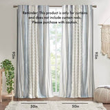 Cotton Printed Curtain Panel with Chenille Stripe and Lining B035129657