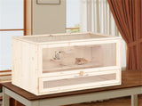 Fir Wood Hamster Cage with Flip Roof, Multi-Ladder Activity Areas for Guinea Pigs Hedgehogs 89026403