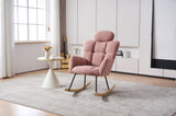 055-Teddy Fabric Upholstered Nursery Rocking Glider Chair Modern Accent Armchair Padded Seat with W527P228310