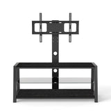 Wooden Storage TV Stand Black Tempered Glass Height Adjustable Universal Swivel Entertainment Center W241P300328