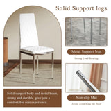 Modern White PU Dining Chairs Set of 4 - Diamond Quilted High Back Design with Silver Chrome Metal W2920P269762