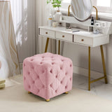 Pink Modern Velvet Upholstered Ottoman, Exquisite Small End Table, Soft Foot Stool,Dressing Makeup W1170103513