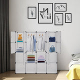 ZUN Modular Closet Organizer Plastic Cabinet, 16 Cube Wardrobe Cubby Shelving Storage Cubes Drawer Unit, 66443111