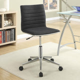 ZUN Black and Chrome Armless Office Chair with Casters B062P153794