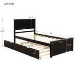 Platform Bed with Twin Size Trundle, Twin Size Frame, Espresso WF194473AAP