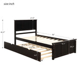 ZUN Platform Bed with Twin Size Trundle, Twin Size Frame, Espresso 14512672