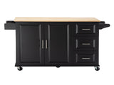 Kitchen Island & Kitchen Cart, Mobile Kitchen Island, Rubber Wood Top, Big & Adjustable Shelf Inside 17444090