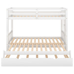 ZUN Twin over Pull-out Bunk Bed with Trundle, White 10828481