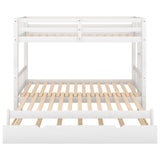 ZUN Twin over Pull-out Bunk Bed with Trundle, White 10828481