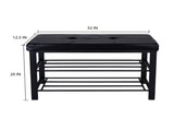 2 Tier Faux Leather Entryway Bench with 8 Pair Shoe Storage in Black 53618124