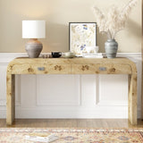 U_STYLE Modern Entryway Table with Burl Wood Veneer,Suitable for Entryway, Hallway, Living Room, N711P216235A