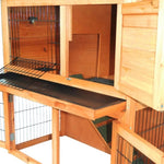 ZUN 40" Triangle Roof Waterproof Wooden Rabbit Hutch A-Frame Pet Cage Wood Small House Chicken Coop Natu 46986252