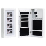 ZUN Simple PVC Wood Grain Coating Photo Storage Damp-proof Jewelry Mirror Cabinet White 43628308