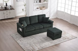 UNITED WE WIN L-Shaped Sectional Sofa with Pull-Out Storage,Ottoman & Pillows 3-Seat with USB W1568P332404