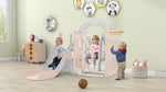 ZUN Toddler Slide and Swing Set 5 in 1, Kids Playground Climber Slide Playset with Basketball Hoop PP307712AAH