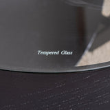 Round glass top solid wood storage coffee table, black W848120036