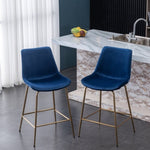 ZUN Aufurr Modern Velvet 26.50 Counter Height Stool, Set of 2, Blue T2574P164827