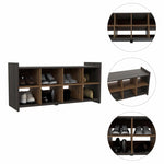 ZUN Rafael 8-Compartment Rectangle Entryway Shoe Rack Carbon Espresso B06280185