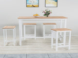 5-piece modern kitchen table with four bar stools Bar table set 5PC,metal frame and MDF, white 92378769
