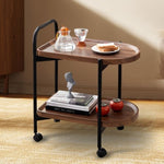 ZUN 2-Tier Side Table Bar Cart, Metal Frame Mobile Trolley Sofa Side Table with Wheels, Movable MDF 76515319