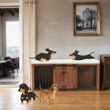 56"L, Furniture Style 2 in 1 Dog Crate with Padded Seat, Sliding Barn Door, Luxury Wooden Dog N843P293660W