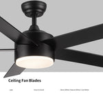 ZUN 52" Integrated LED Light Matte Black Blade Ceiling Fan with Remote Control W136760525