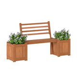 Garden Bench with Planter Boxes - Hardwood Build , Displays Faux Trees/Potted 85862881
